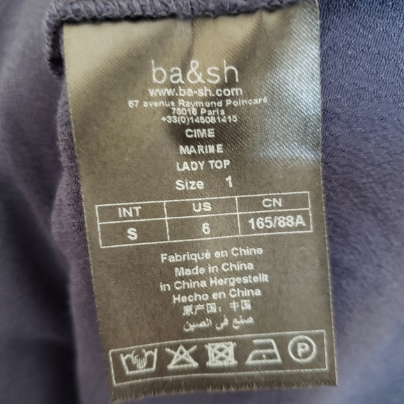 ba&sh Navy Cime Embroidered Top Size EU 1 / Small - Picture 8 of 9